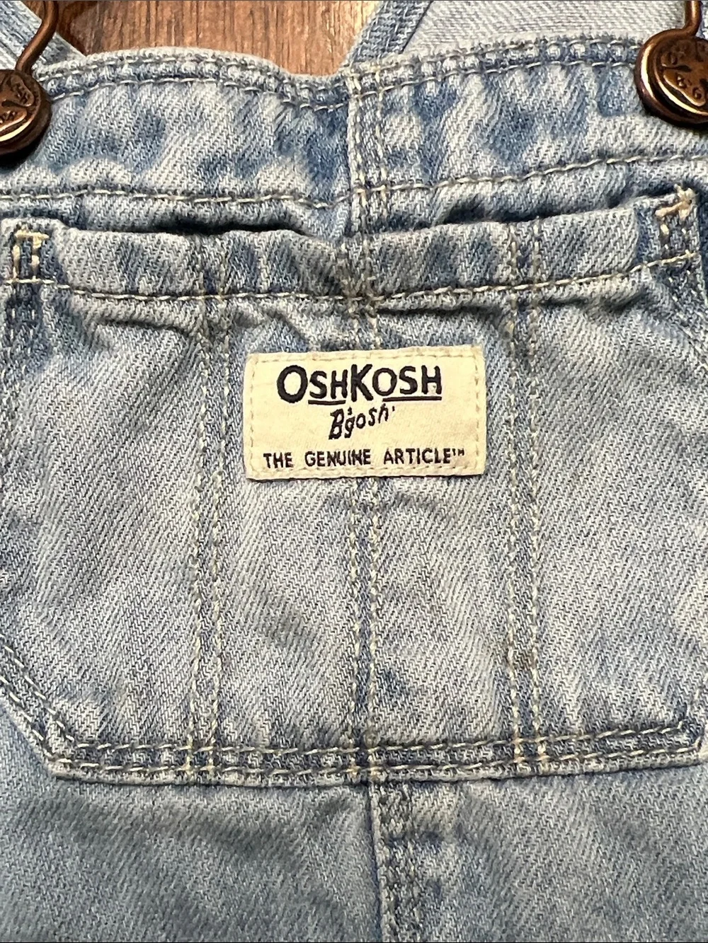 OshKosh B'gosh Light Wash Denim Kids Overalls with Tiny Embroidery